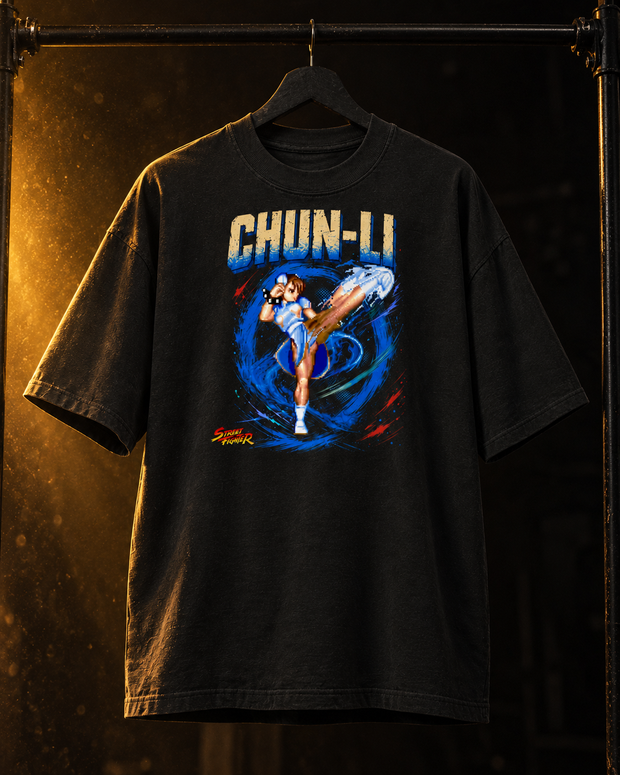 Chun-Li: Electric Blue Oversized Tee