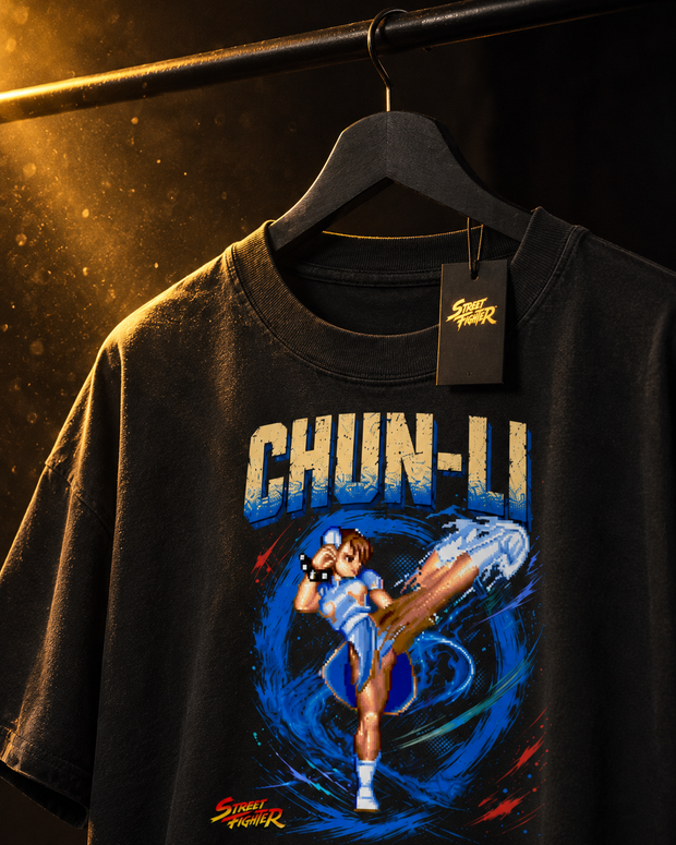 Chun-Li: Electric Blue Oversized Tee